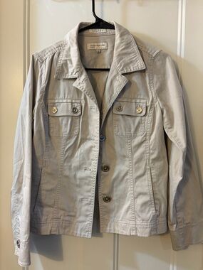 Jones New York Light Gray Women's Button-Front Denim-Style Jacket